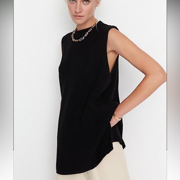 Long Sweater Vest with Slits - Picture 1 of 6